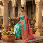 Turquoise Kanchipuram Silk Saree