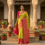 Parrot Green Kanchipuram Silk Blend Saree - Image 2