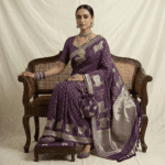 Brinjal Purple Banarasi Georgette Saree - Image 2