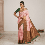 Blush Pink Gadwal Silk-Cotton Saree