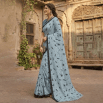 Sky Blue Georgette Saree - Image 3