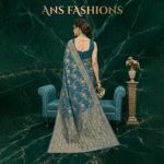 Royal Teal Blue Banarasi Silk Saree - Image 2