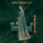 Royal Teal Blue Banarasi Silk Saree - Image 3