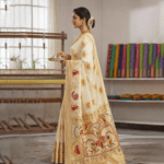 Ivory Art Silk Saree - Image 2