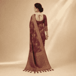 Royal Wine Banarasi Silk Saree - Image 3