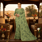 Sage Green Floral Georgette Saree