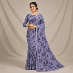 Lavender Floral Georgette Saree