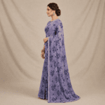 Lavender Floral Georgette Saree - Image 2