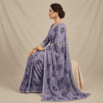 Lavender Floral Georgette Saree - Image 4